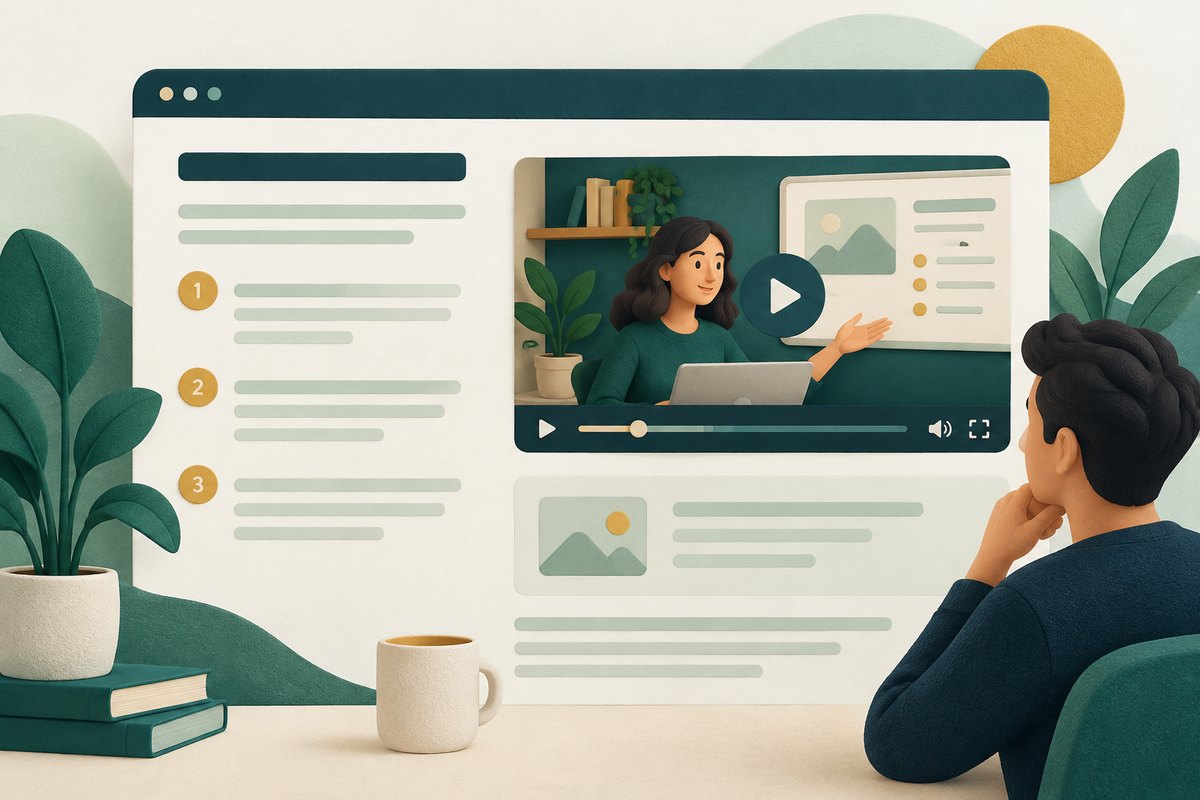 A useful instructional video embedded beside a written step-by-step guide and reserved player space